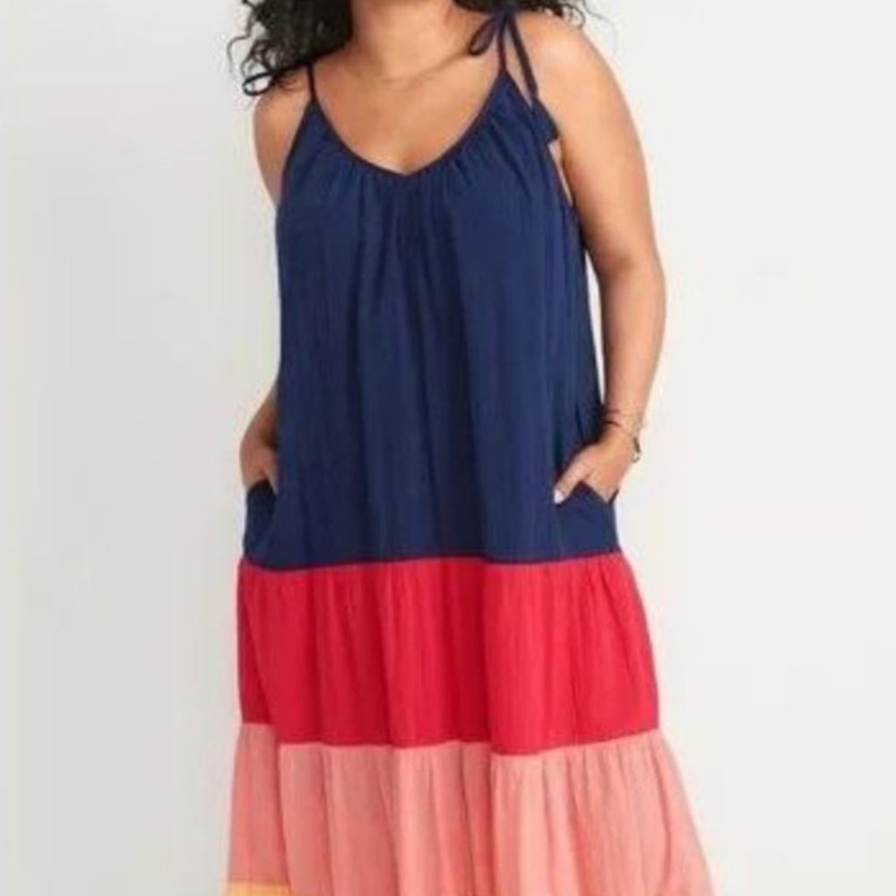 Old Navy Women's Maxi Dress - Navy, Red, Pink